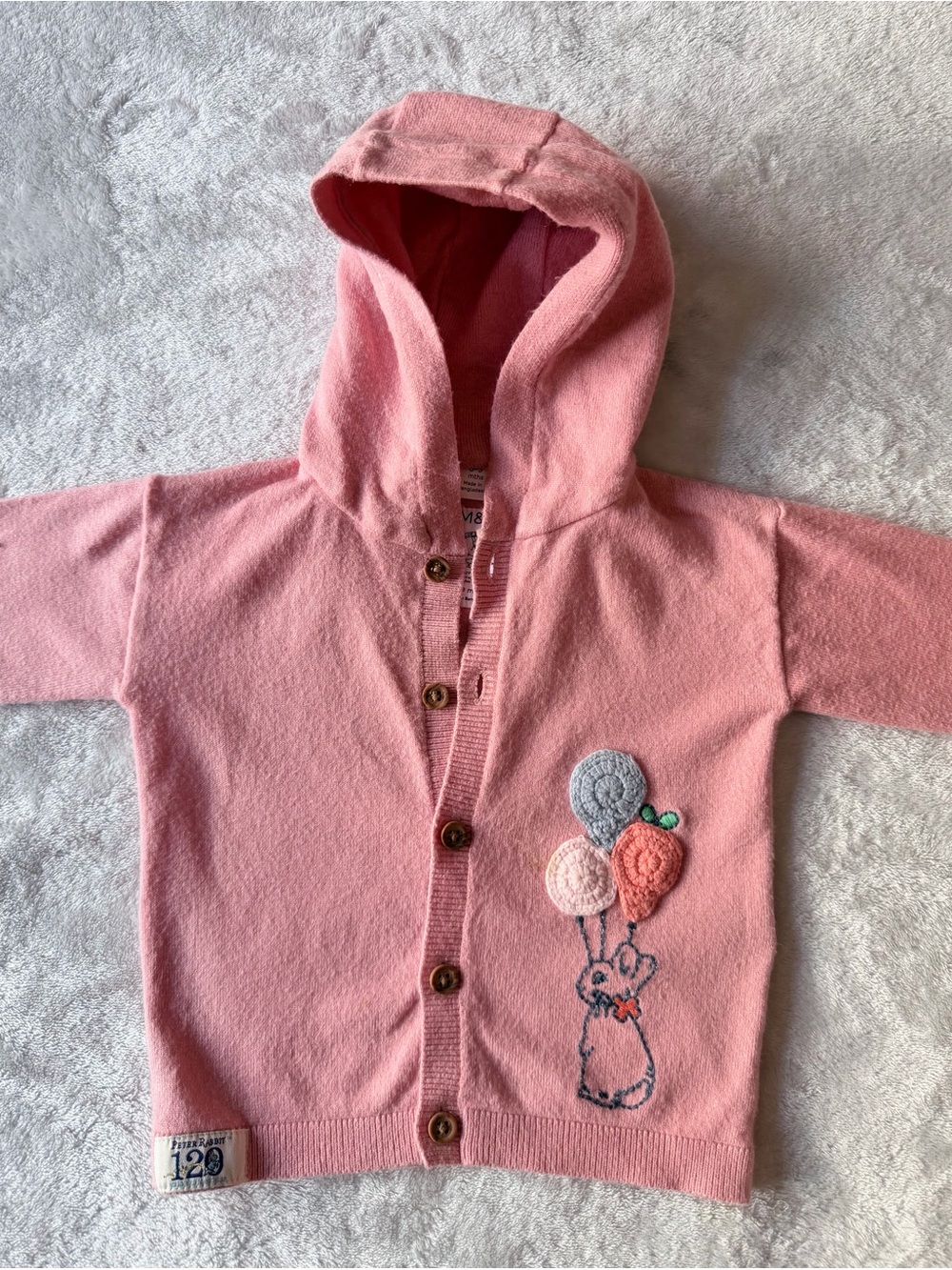 M&S (Marks & Spencer) x Beatrix Potter Peter Rabbit hooded cardigan.